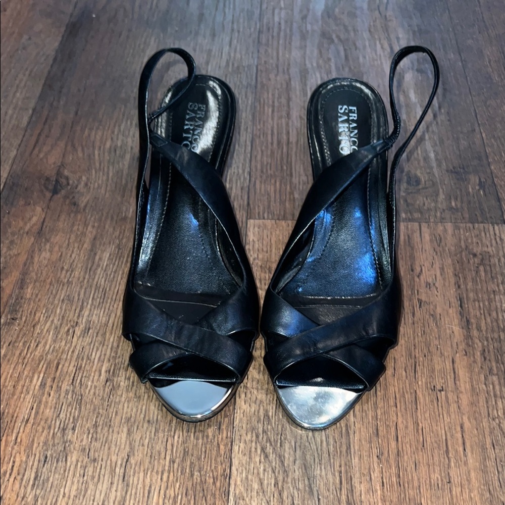 Franco Sarto Black Slingback Heels